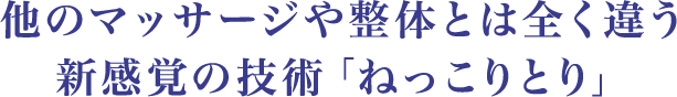 他のマッサージや整体とは全く違う新感覚の技術「ねっこりとり」