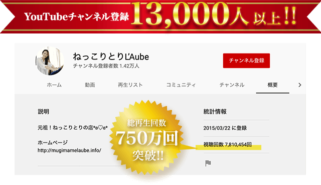 YouTubeチャンネル登録13,000以上